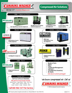 Air compressors and dryer products offered by Cummins-Wagner Maryland