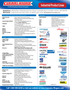 Cummins-Wagner PA Pennsylvania industrial equipment line card air compressors, pumps, heat transfer, service and repair
