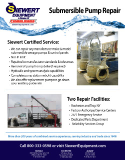 Siewert Equipment submersible pump repair with factory authorized service centers in Rochester and Troy, NY. 