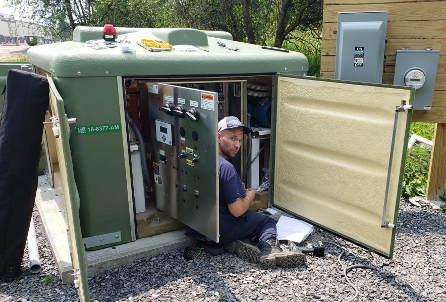 OMNI cellular remote monitoring system installation on a Gorman Rupp duplex pump station.