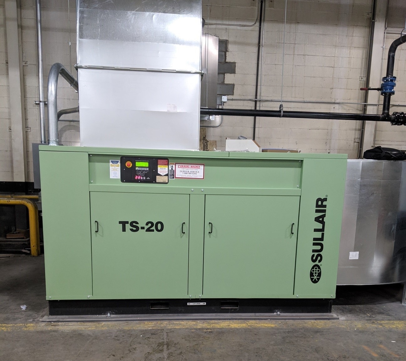 200hp 2-stage tandem air end, variable capacity control air compressor in for local printing company in Pennsylvania.
