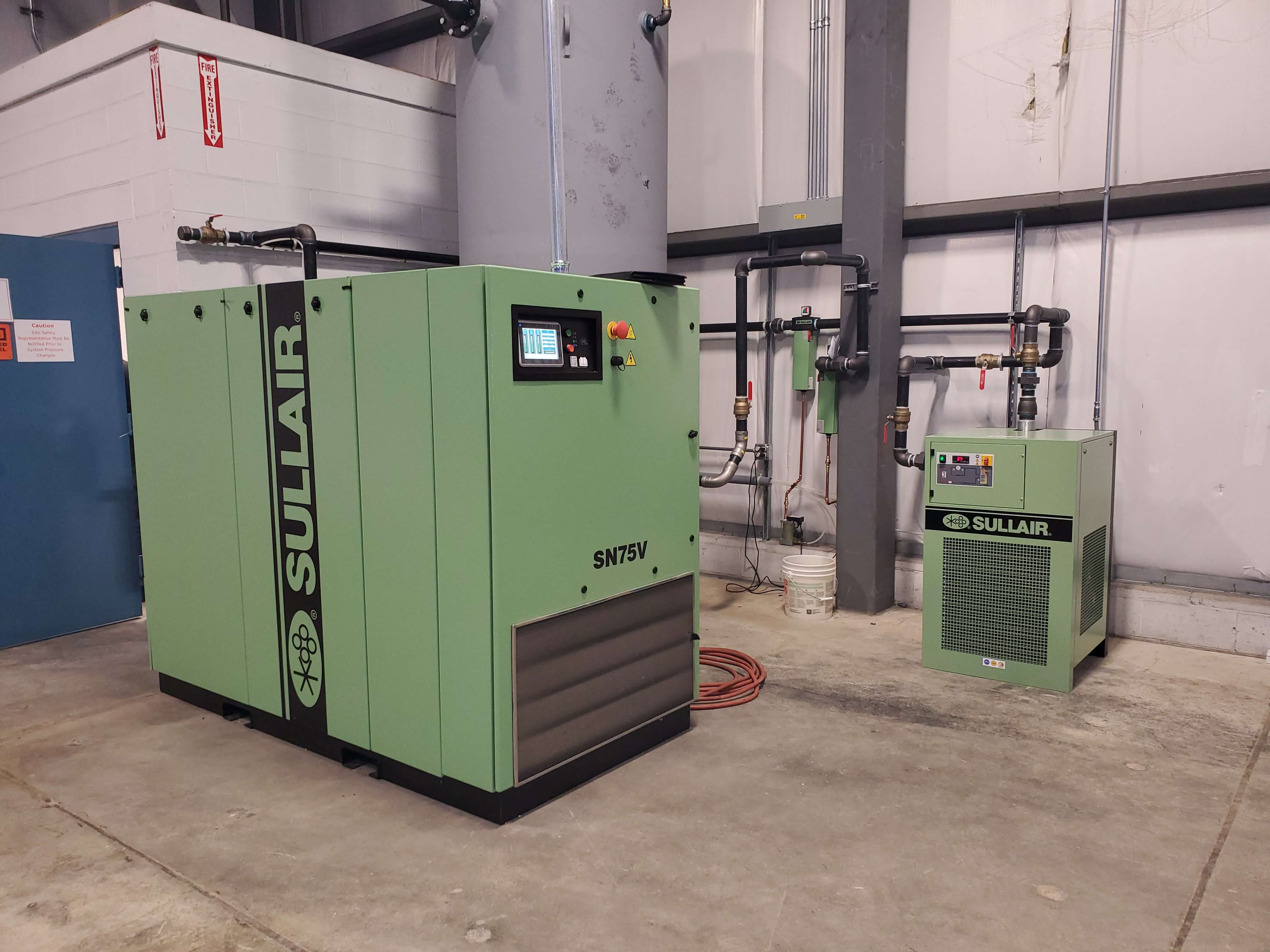 Sullair compressor and dryer for food plant packaging and process needs
