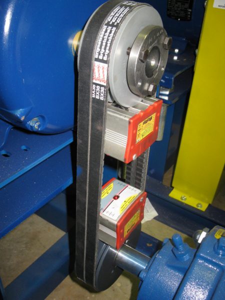 Vibralign belt-hog v-belt laser alignment tool with Gorman-Rupp pump