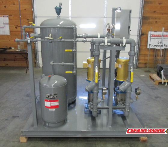 Closed loop recirculation system with buffer tank and expansion tank for feeding chilled glycol mixture.