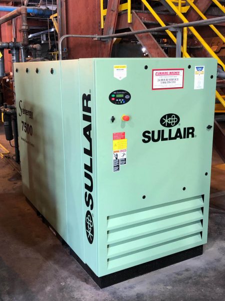 100 HP Sullair air compressor with spiral valve.