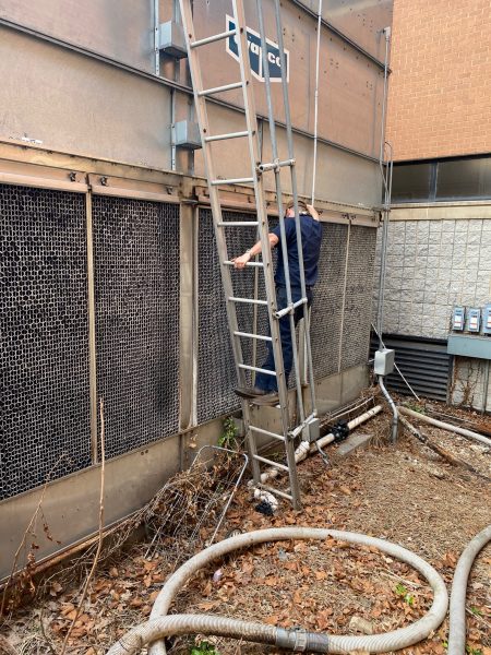 BEFORE - cooling tower air inlet louver project by Cummins-Wagner