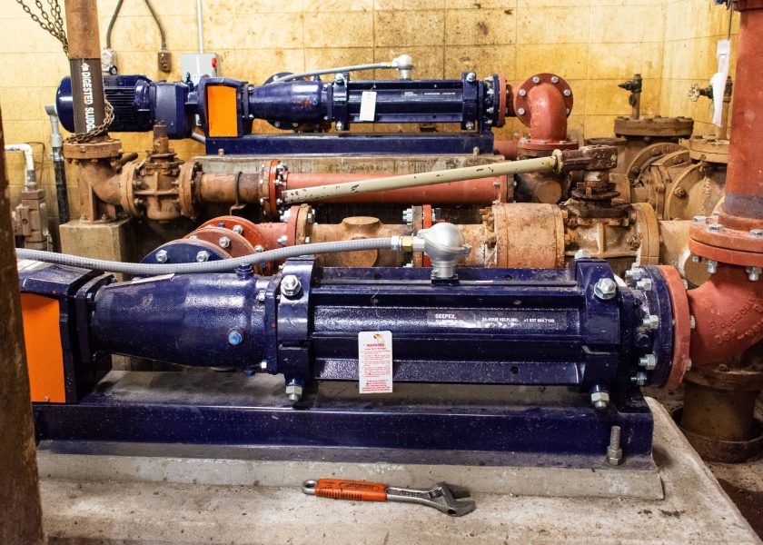 New Seepex progressive cavity pumps replacing old piston pumps in NY WWTP